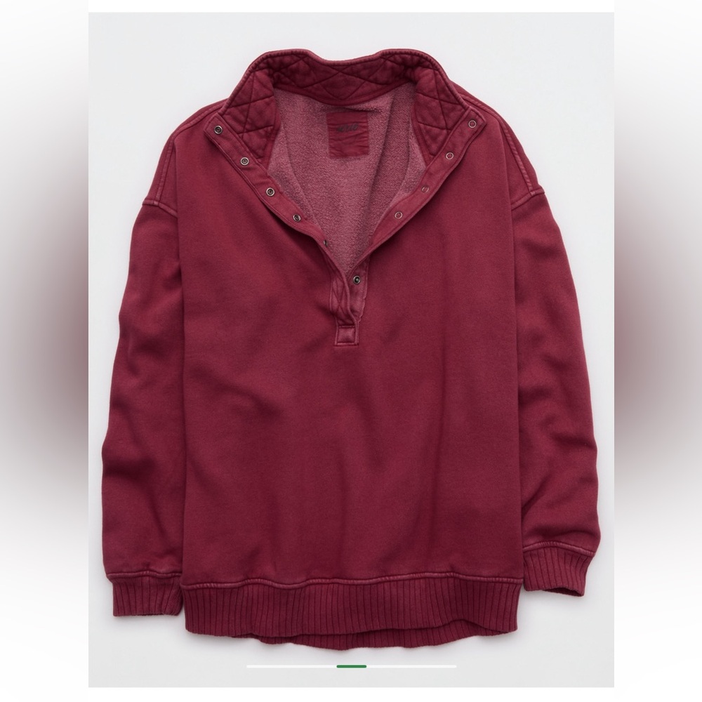 Aerie Oh Snap! Deep Cherry Red Sweatshirt Size Extra Large, NWT - Picture 4 of 5